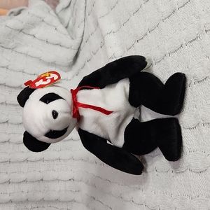 Vintage Ty Beanie Baby "Fortune" Panda Bear 1998 P.E. Pellets